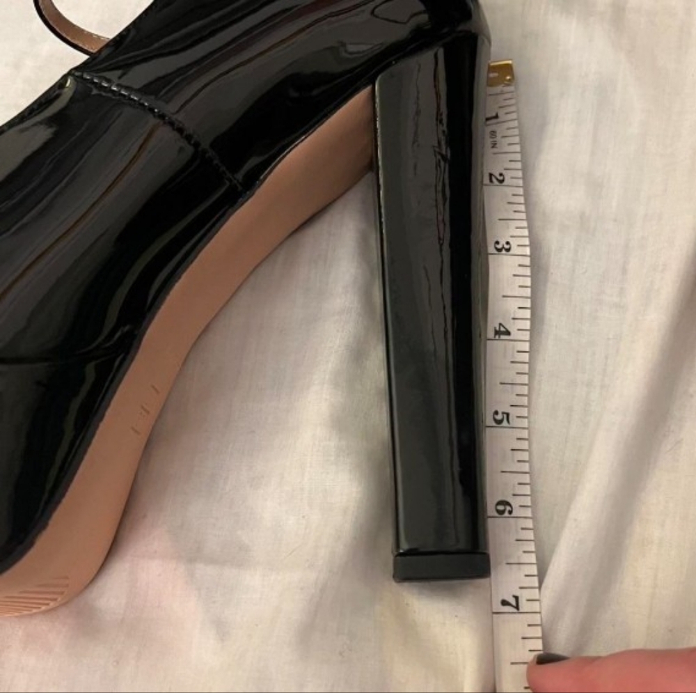 Black Patent Ankle Strap Platform MaryJane 7"chunk heels 9.5 brand new - Picture 4 of 9